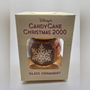 2000 Disney Store Candy Cane Christmas Glass Ornament GUC Princess USA